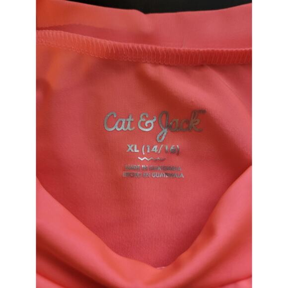 Cat & Jack Heart Flip Sequins Rash Guard - Coral XL - Picture 6 of 6